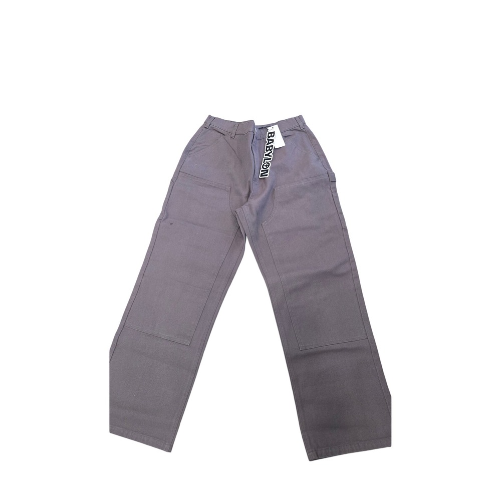 Babylon BB Star Carpenter Pants Grey Canvas Double Knee Workwear Mens 32x31